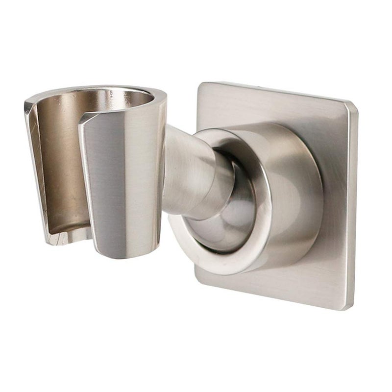 YDmeet Shower Head Holder All Metal Handheld Shower Wand Bracket Adhesive Shower Wall Mount Holder Brass Shower Spray Holder Brushed Nickel, Drill Free Glue Installation - Image 1